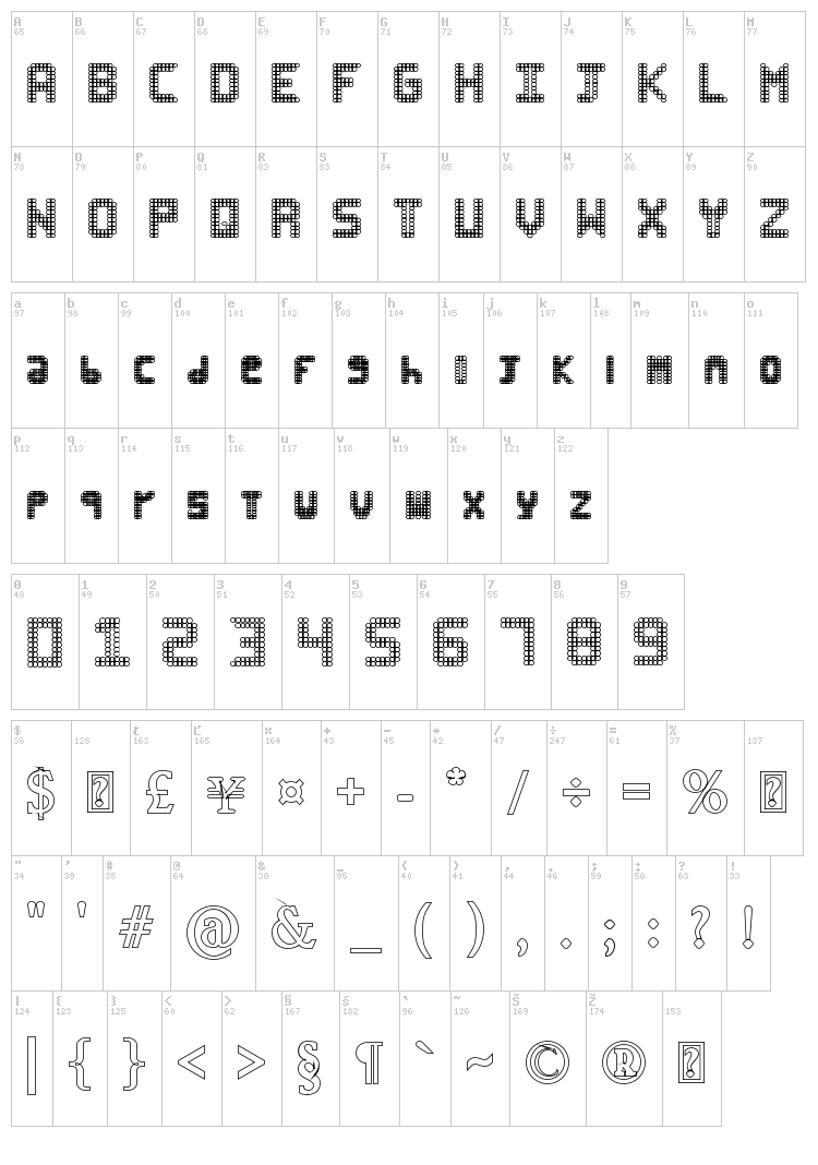 Black Hoops font map